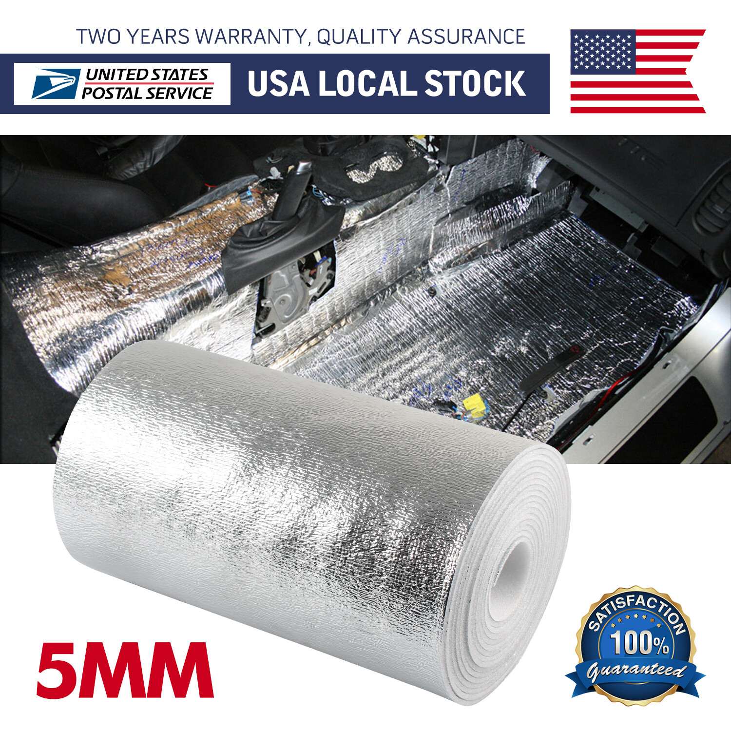 5mm Reflective Insulation Foam Core Radiant Barrier 40″×80″ for Roofing Walls