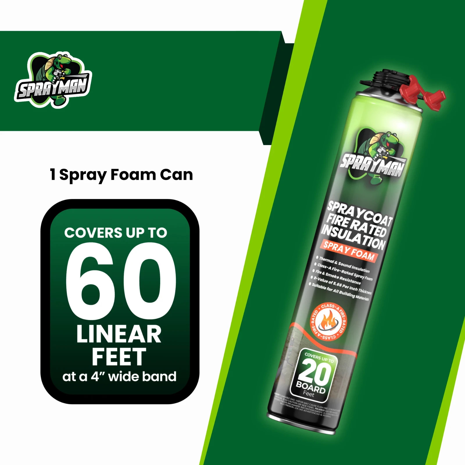 Sprayman Spraycoat Fire Rated Closed Cell Insulation Foam 27.1oz 18 Pack No Gun