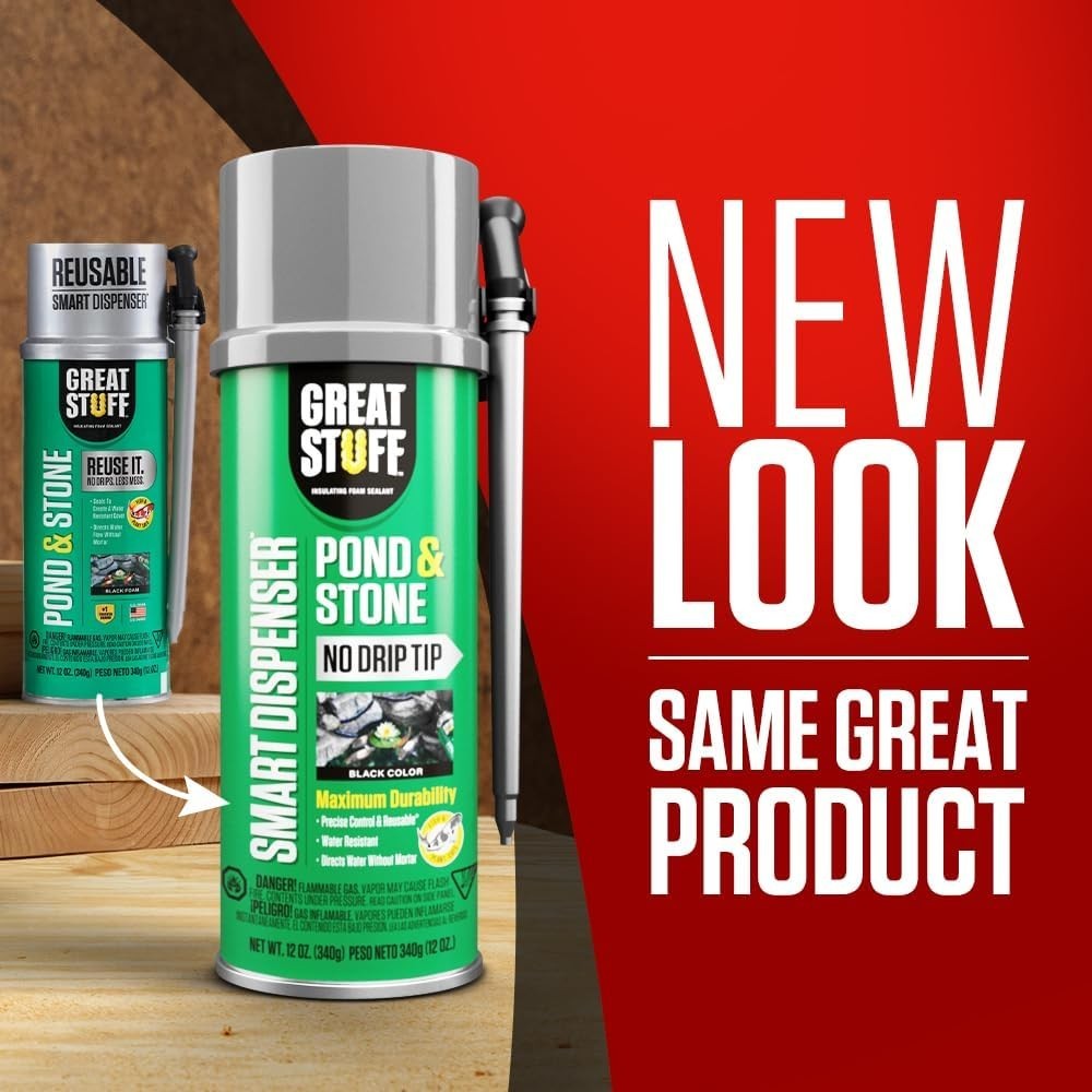 Great Stuff Smart Dispenser Pond Stone Sealant 12oz Waterproof Filler Black Foam