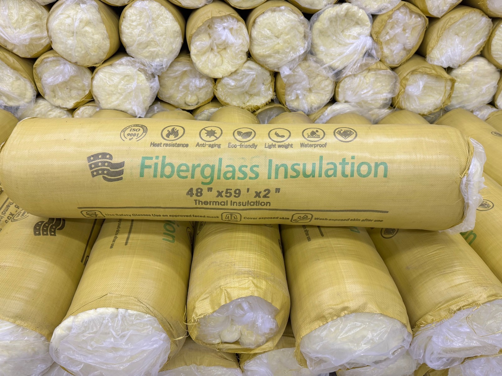 2″ Fiberglass Unfaced Insulation 48″x59′, R-7 New, unfaced, yellow, RV-Camper