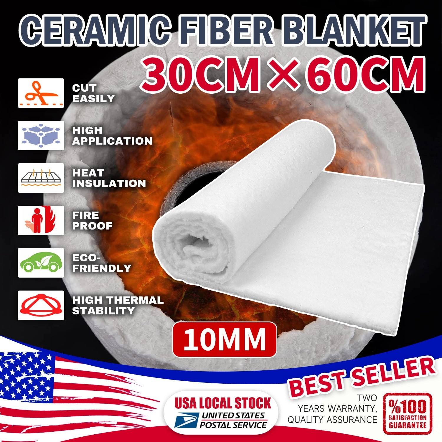 MODIGT 12″x24″ Ceramic Fiber mat for Boiler Pipeline Thermal Protection