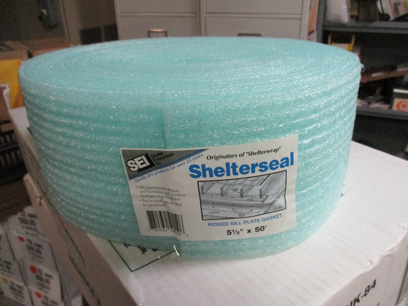 SEI Shelterseal 5 1/2 in x 50 ft Ridged Sill Plate Gasket Bluegreen, 5.5″