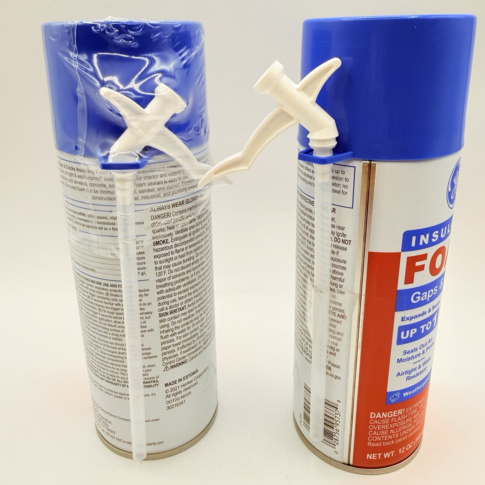 Insulating GE Foam Gaps & Cracks 12oz (2 Pack) 1 Sealed 1 New Straw