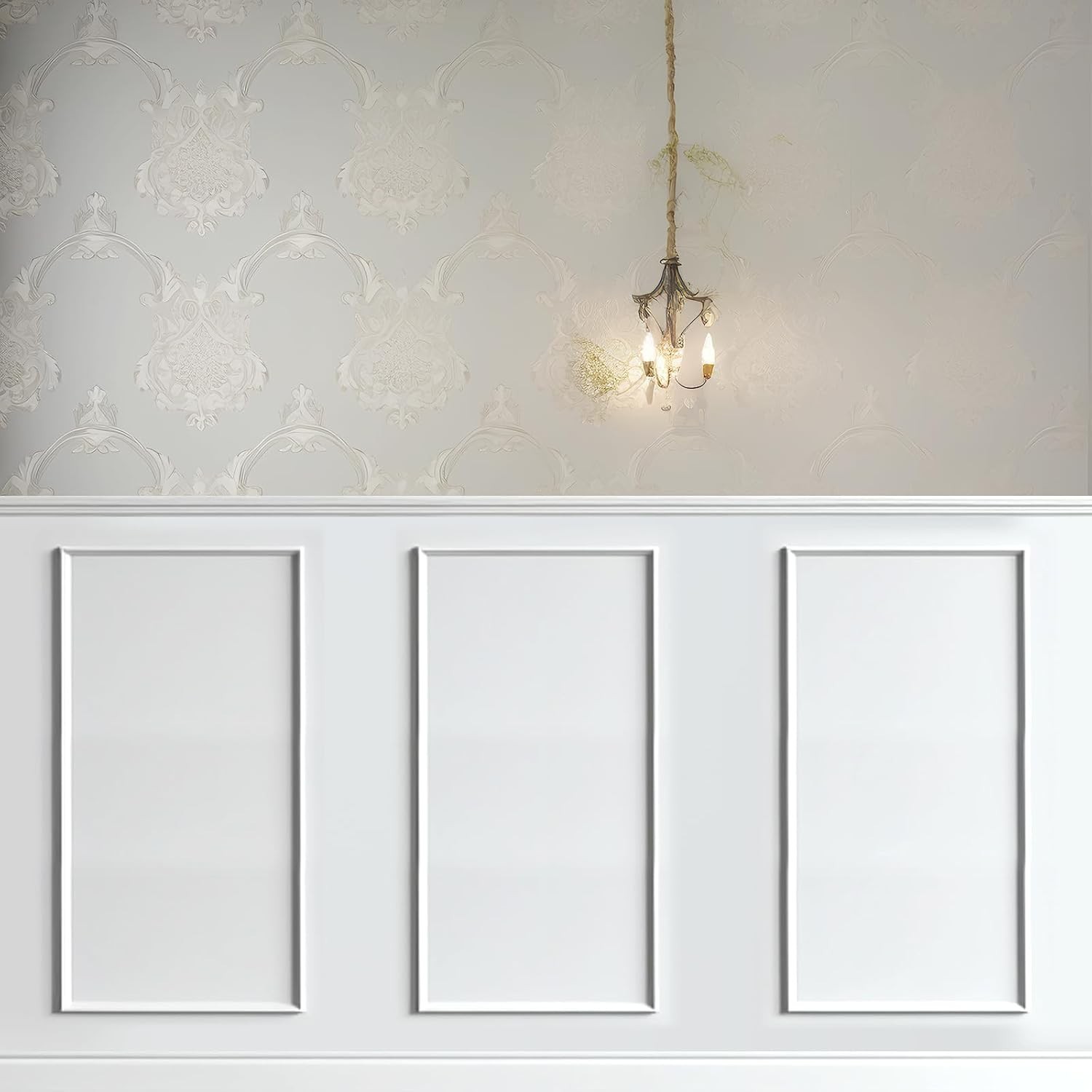 Classic White Wall Panel Kit – Pre-Cut Self-Adhesive Molding for Easy Decor