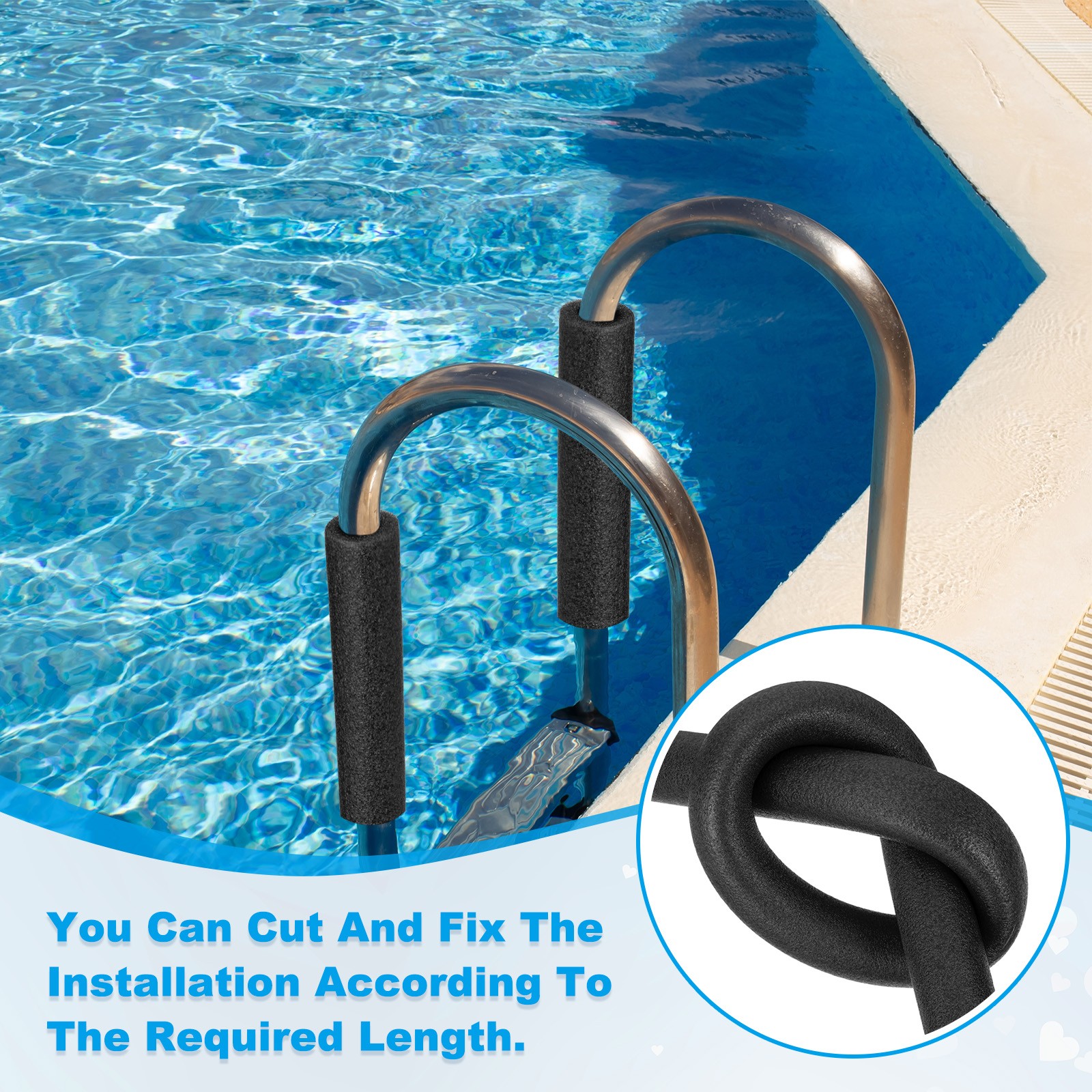 4Pack 3/8″IDx3.3FTx0.79″ Pipe Insulation Foam Tube Pool Noodles Black