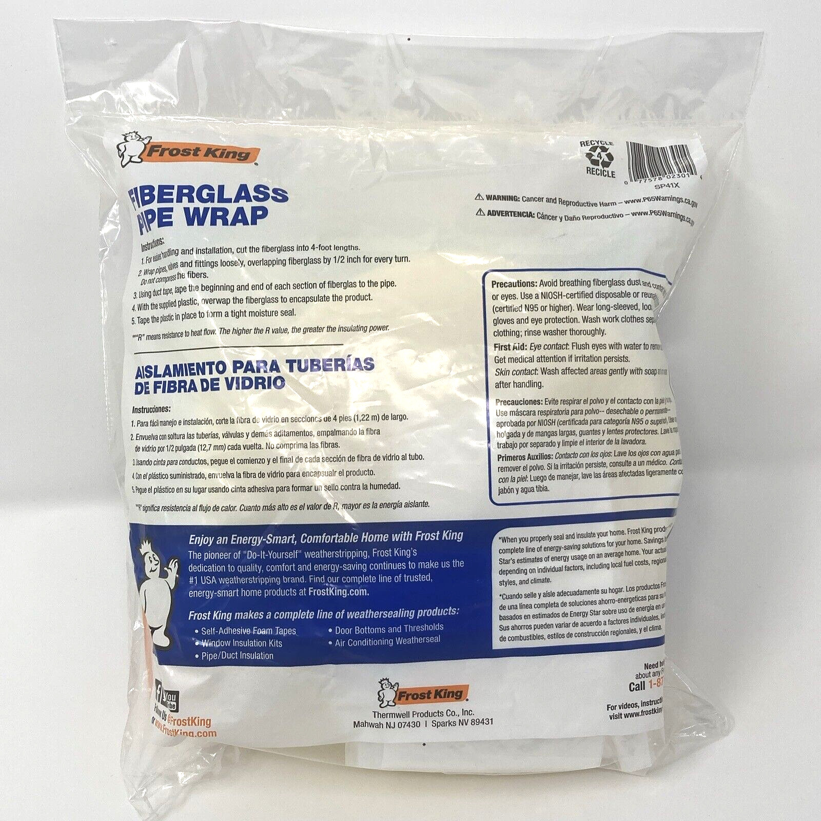 Frost King Pipe Wrap Insulation Kits 3″ x 1/2″ x 25′ Fiberglass R Value 1.6