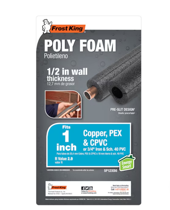 Frost King 6-ft Foam Tubular pipe insulation for 1-in Pipe