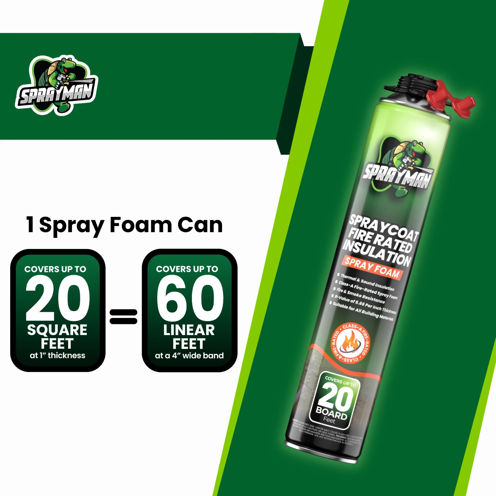 Sprayman Spraycoat Fire Rated Closed Cell Insulation Foam 27.1oz 18 Pack No Gun