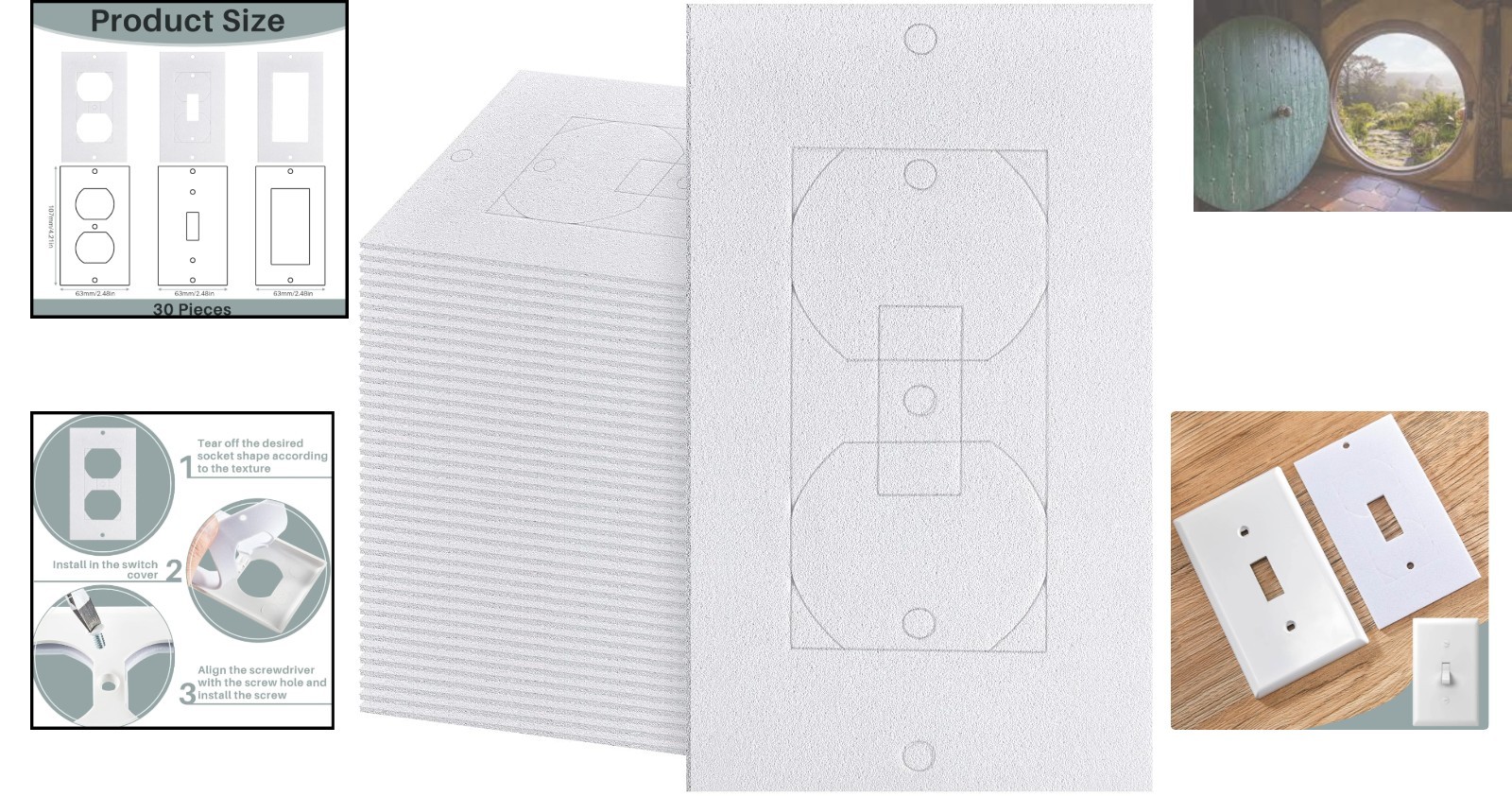 30 Lightweight Adhesive Outlet Insulation Pads – Customizable Home Protection