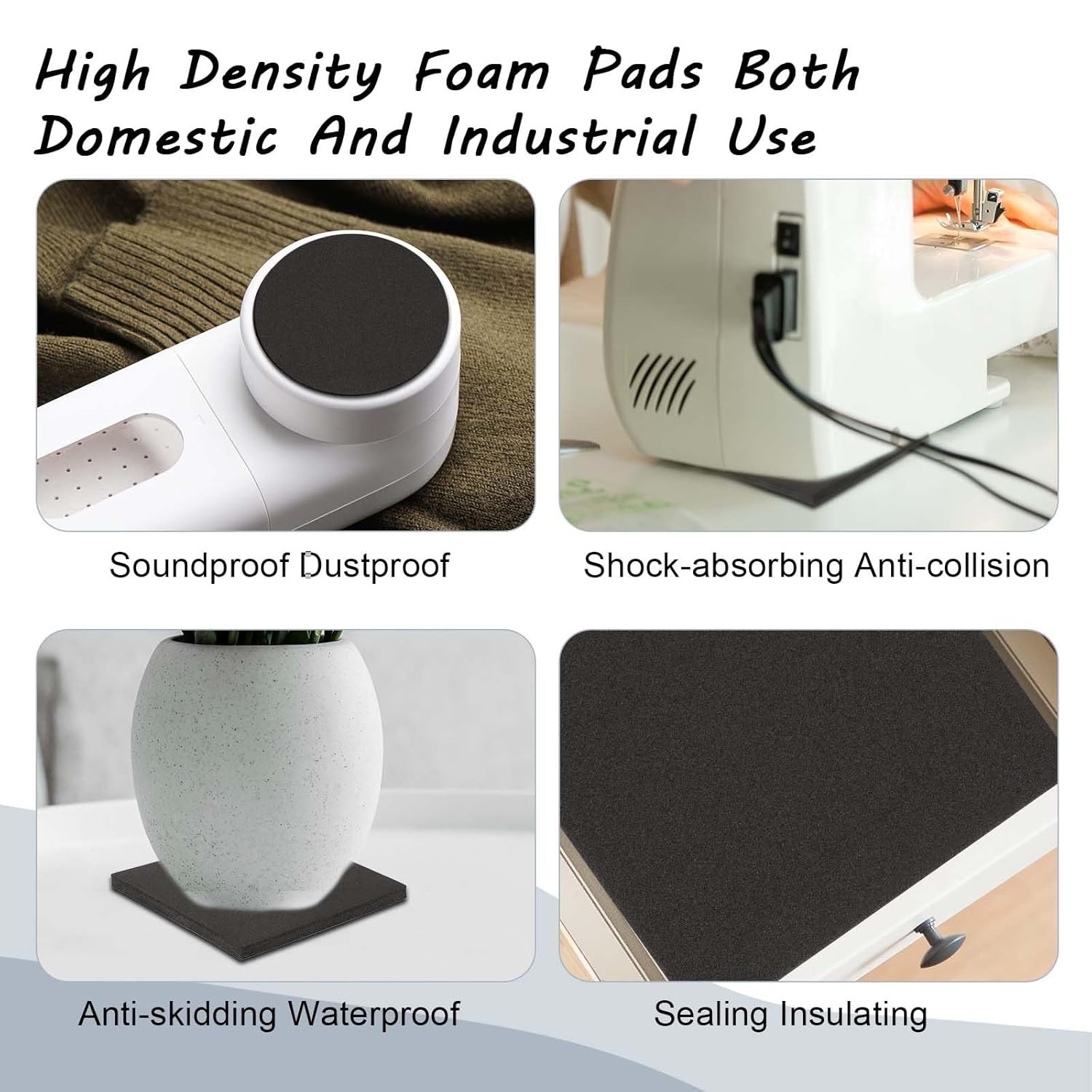 12 Pcs Black Neoprene Foam Insulation Sheets Self Adhesive Padding 4″ X