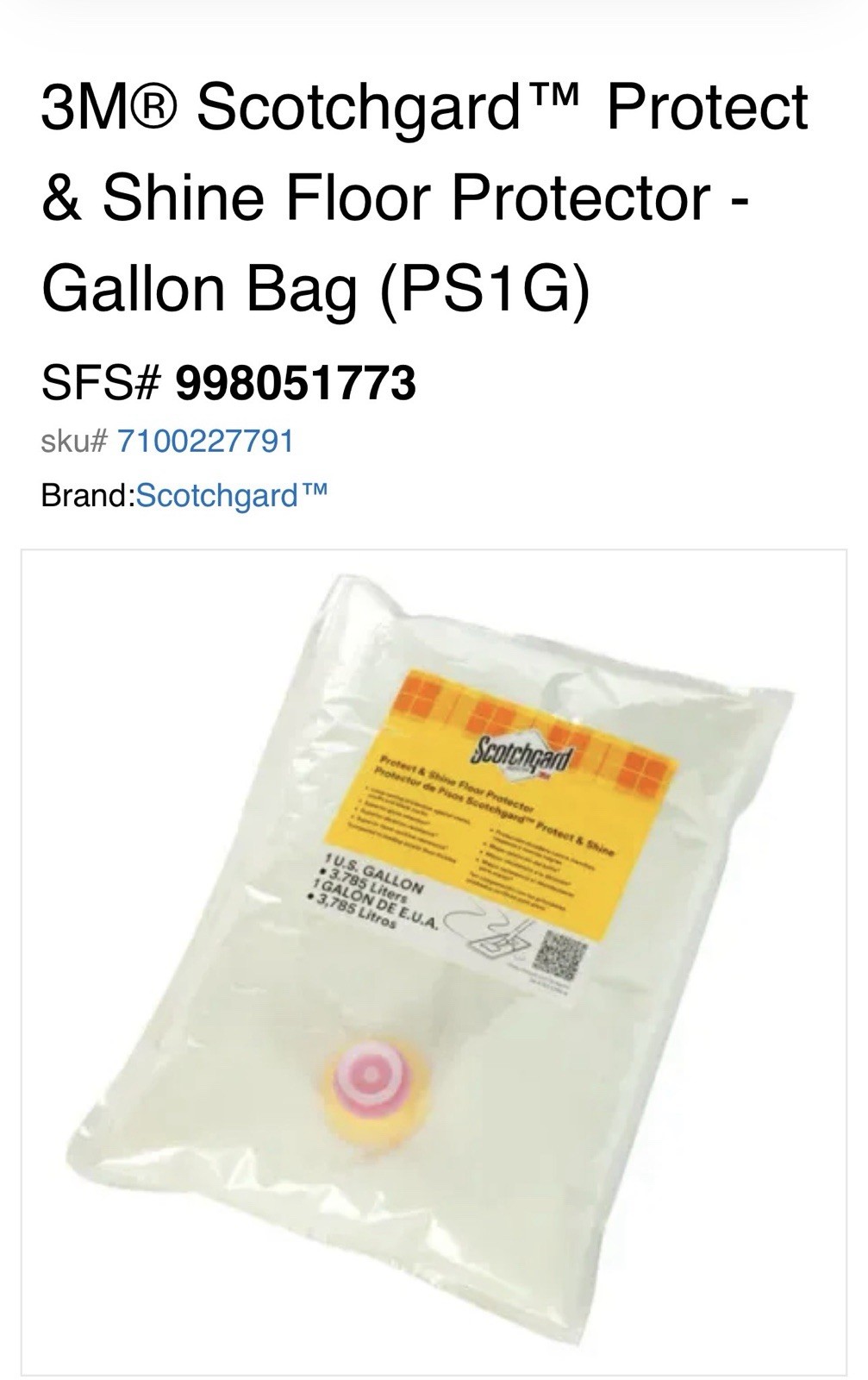 3M Scotchgard Resilient Floor Protector, 1 Gallon Bag