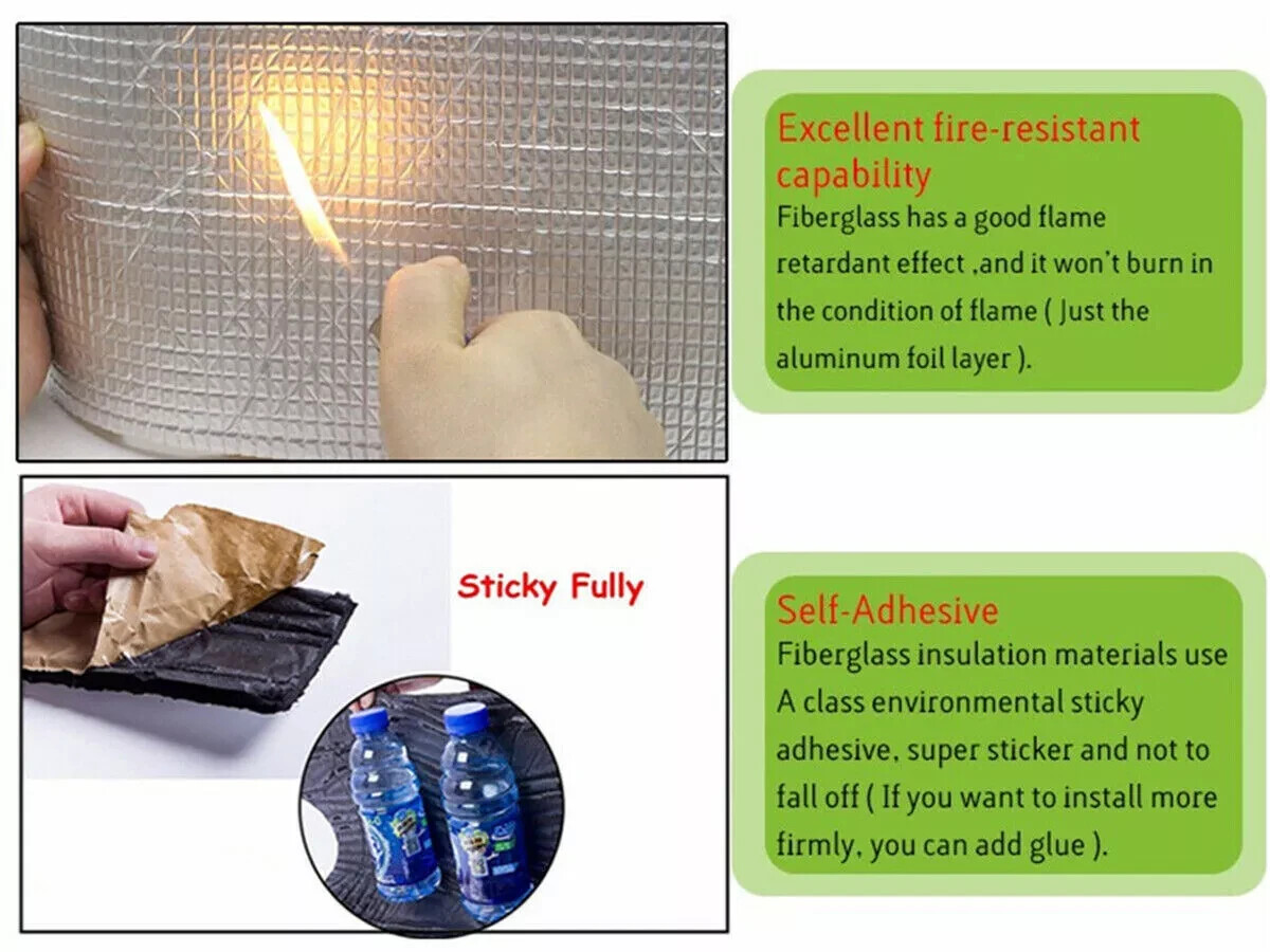Self-Adhesive Fire Heat Sound Deadener Insulation Mat: Car Hood Engine KIT 4×6