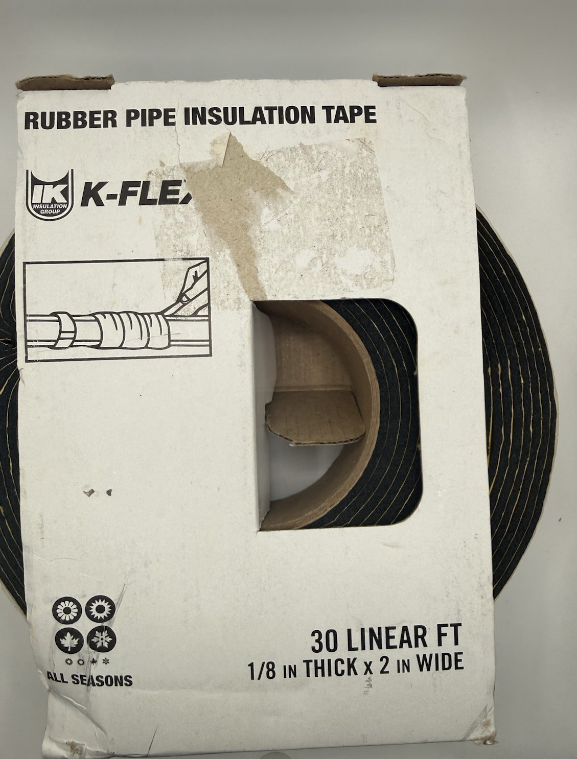 K-Flex 800-EL-01 Insulation Tape 1/8″ x 2″ x 30 ft Yellow Elastomeric Open Box