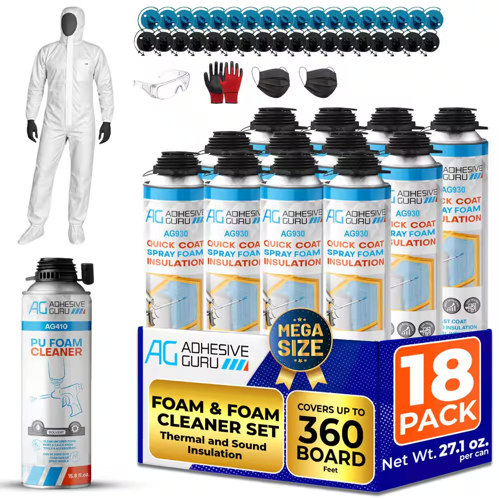 AG930 Self-Expanding Insulation Spray Foam Sealant 32.8 Oz. (18-Pack) with AG410