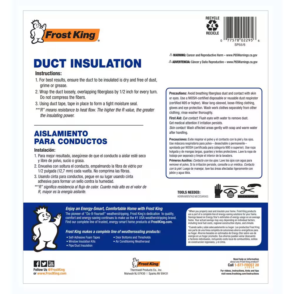 12 In. X 15 Ft. Foil and Fiberglass Duct Insulation