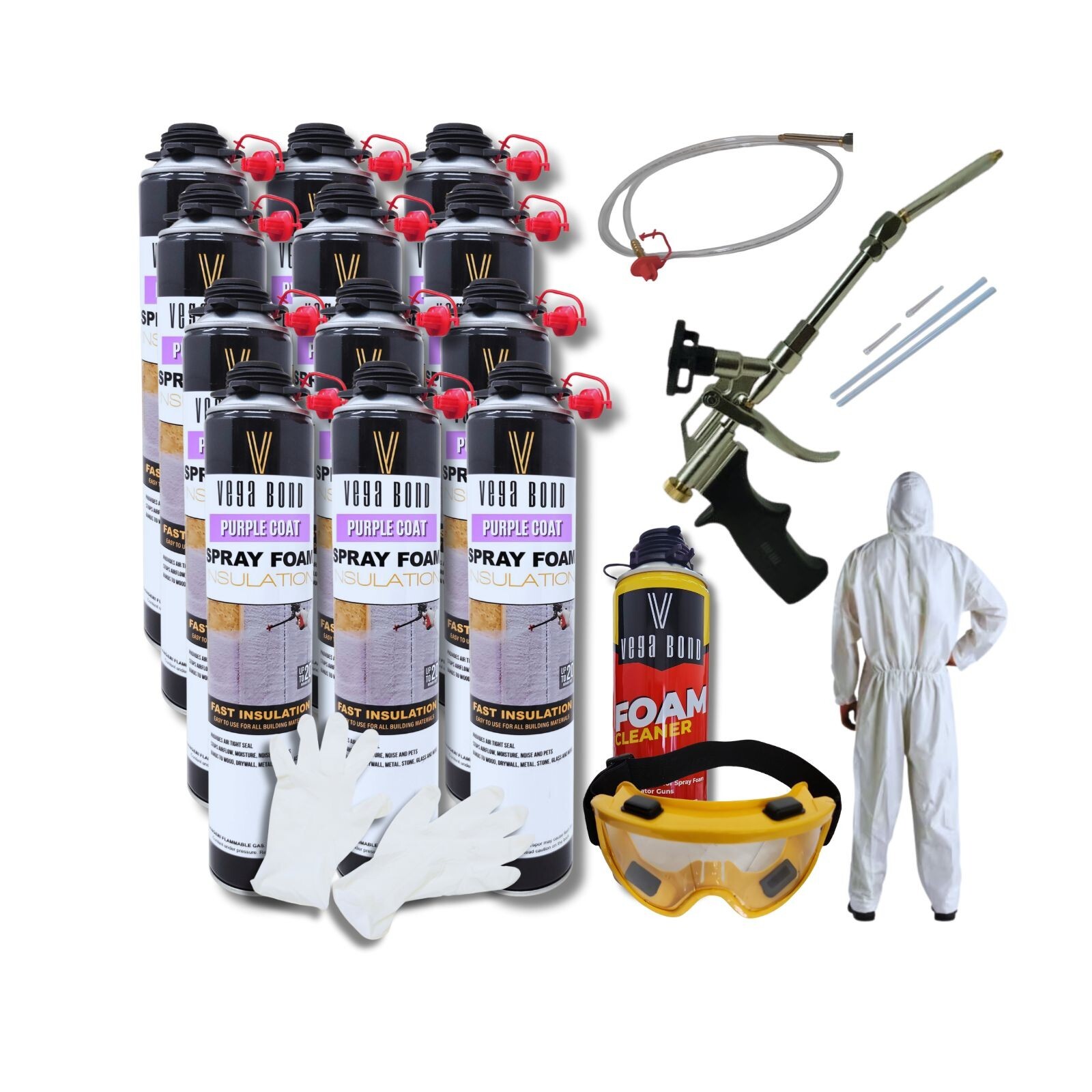 Vega Bond Purplecoat Single Component Spray Foam Insulation 12-Pack Set-240BF