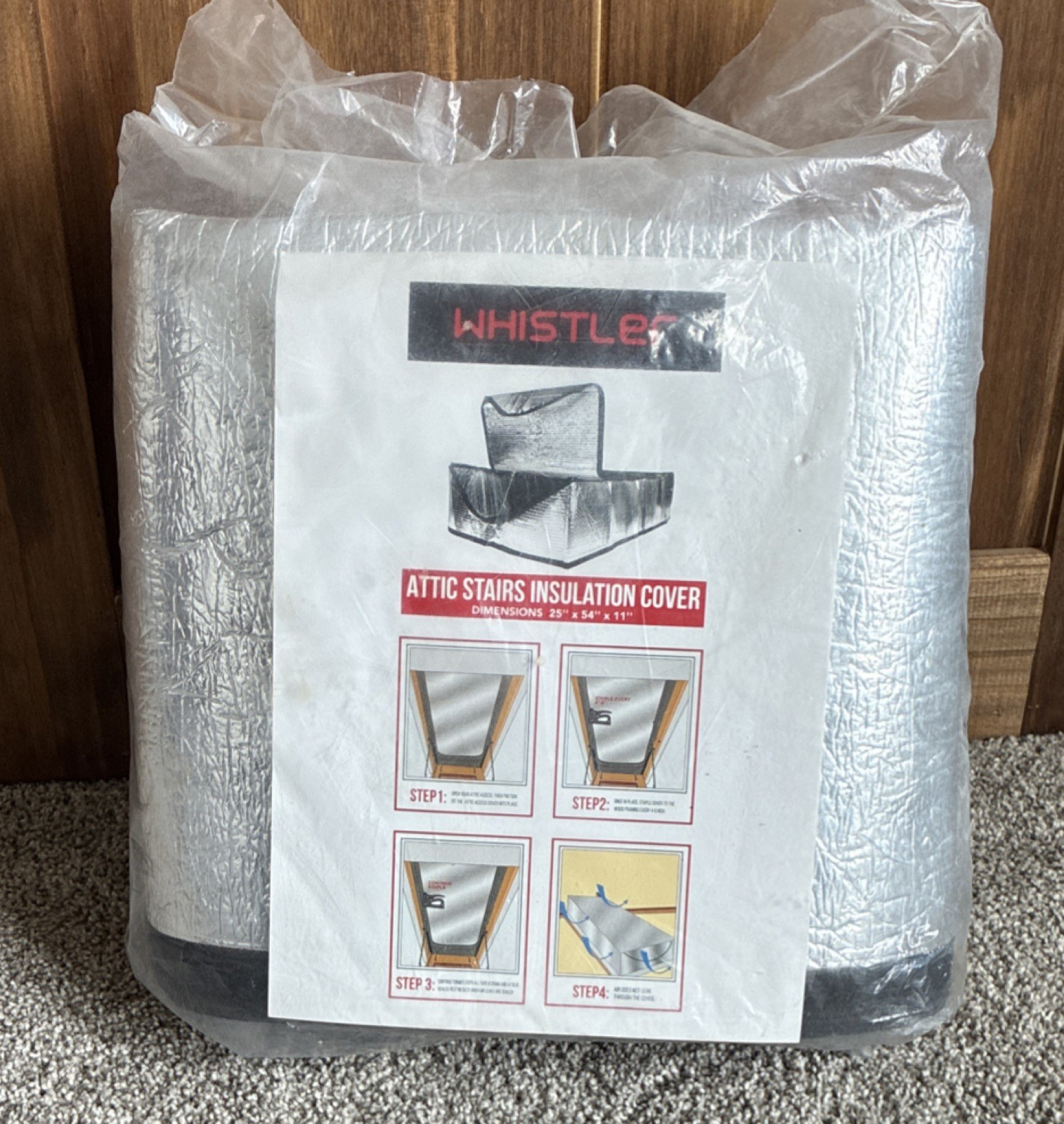 Whistler Attic Stairs Insulation Cover Silver Reflective Foil 25x54x11 Air Tight