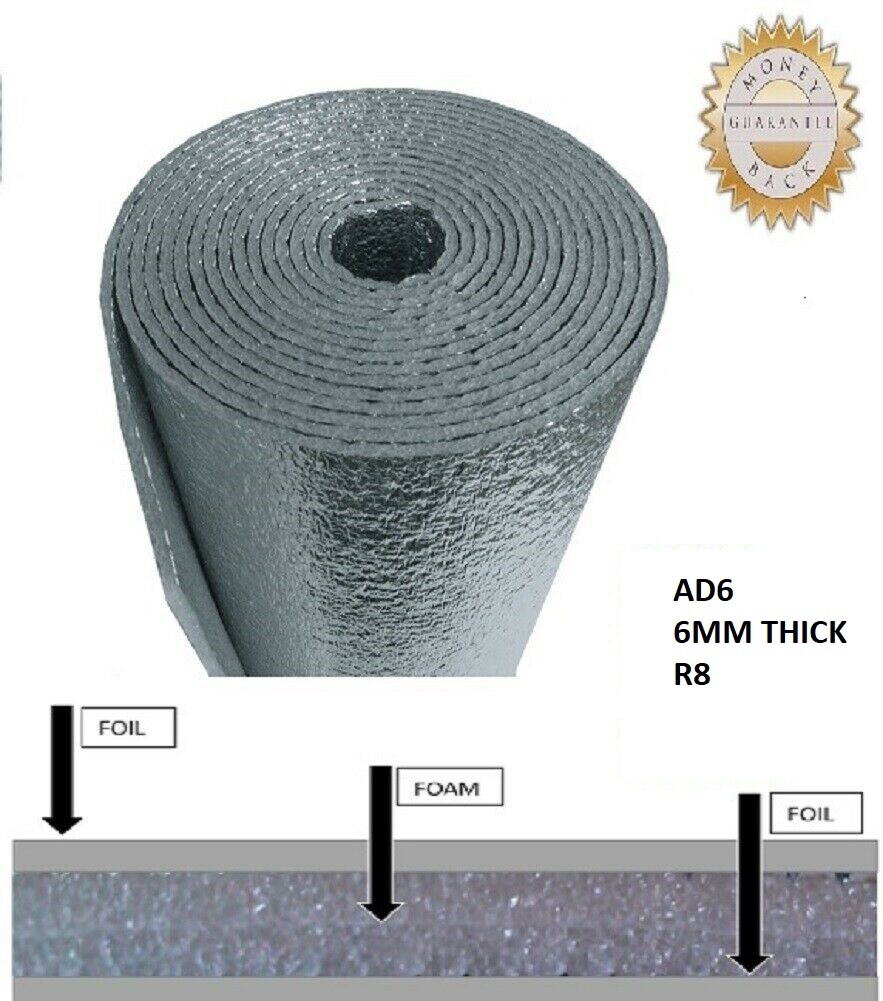 USEP -6mm Premium Reflective Insulation Roll Foam Core Radiant Barrier R8 24X50