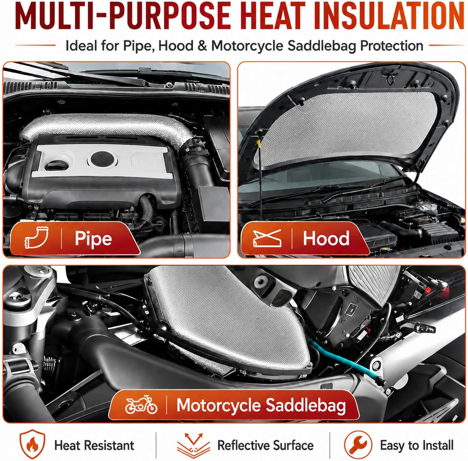 Aluminized Heat Shield Mat Thermal Barrier Adhesive Backed Heat Blanket