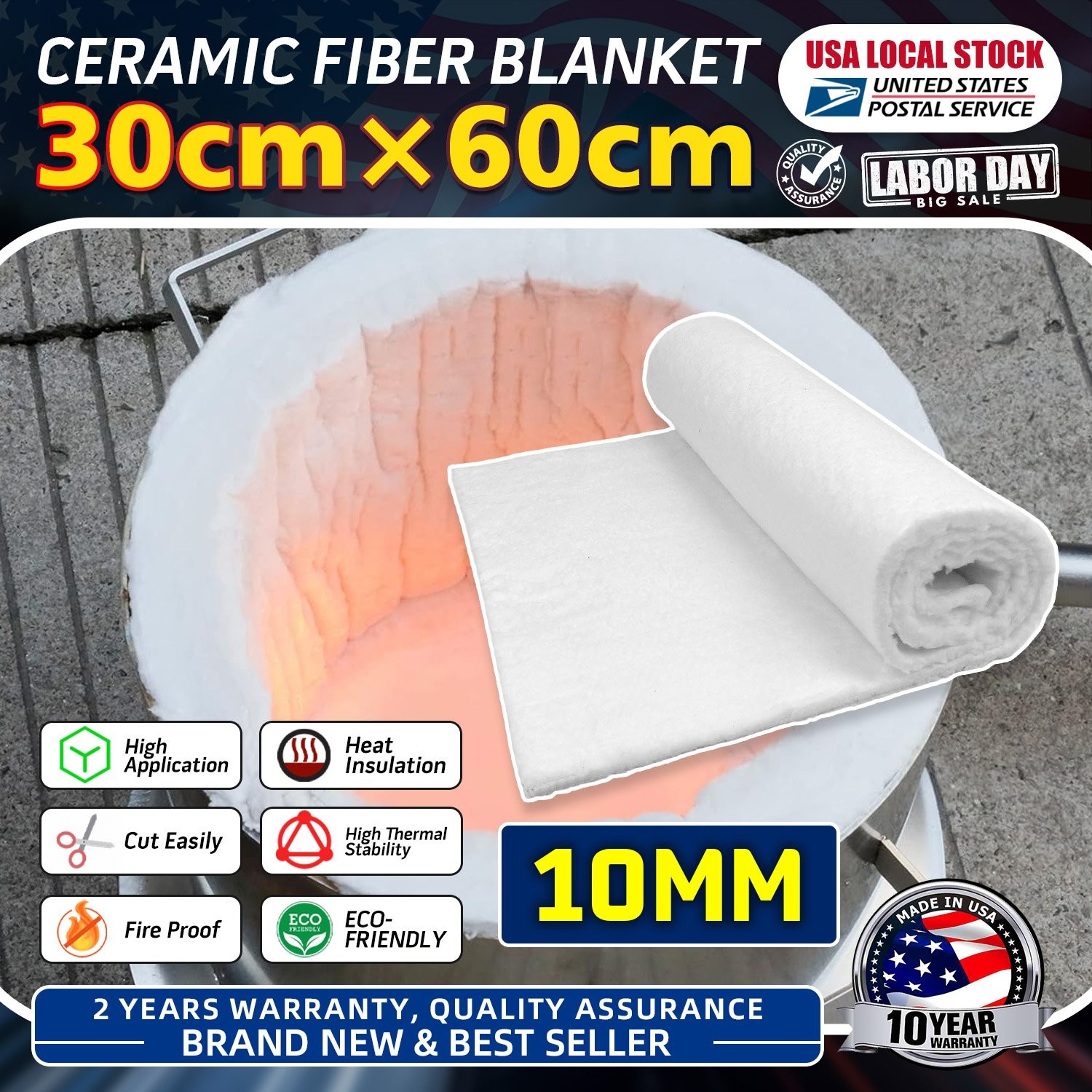 Multi-purpose Ceramic Fiber Insulation Mat Fireproof & Heat Resistant Universal