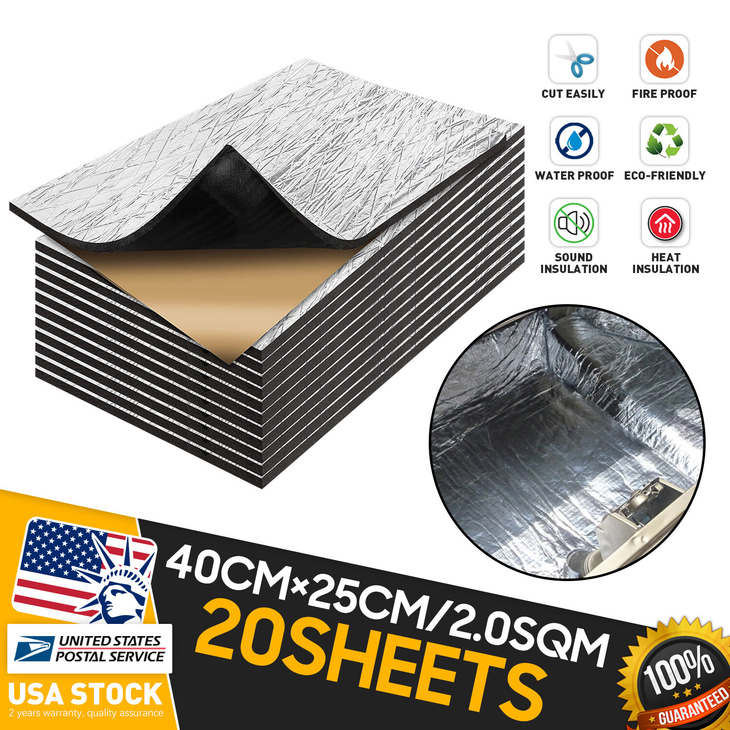 22SQFT Sound Deadener Car & Home Insulation Heat Shield Dampening Self-Adhesive