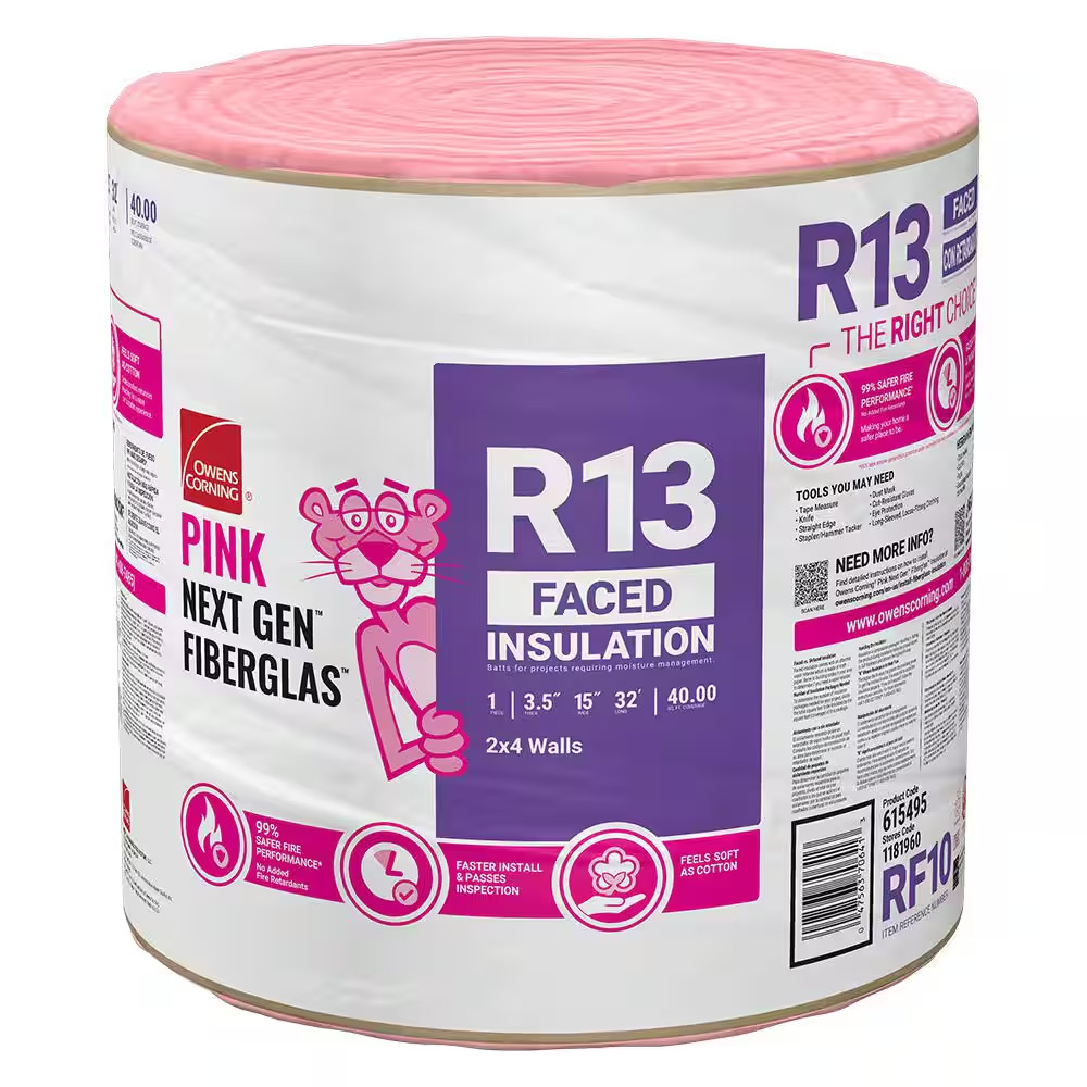 R- 13 Faced Fiberglass Insulation Roll 15 in. x 32 ft. (1 Roll) NEW