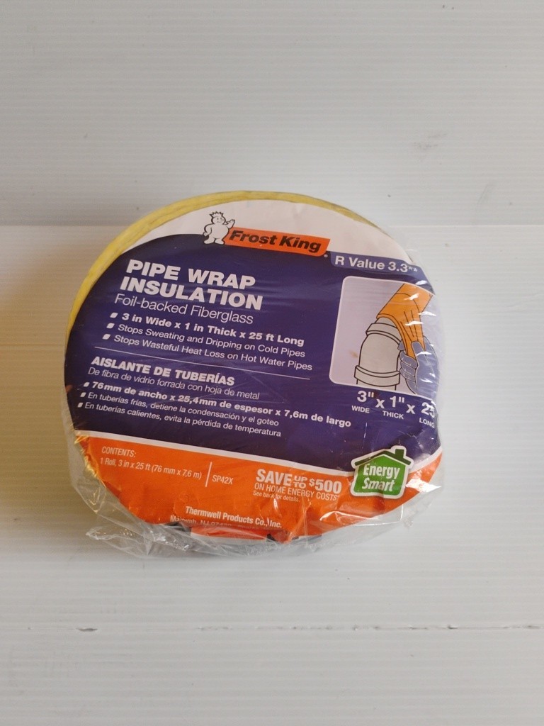 Frost King Pipe Wrap Insulation Foil-Backed Fiberglass Roll 3″ x 1″ x 25′