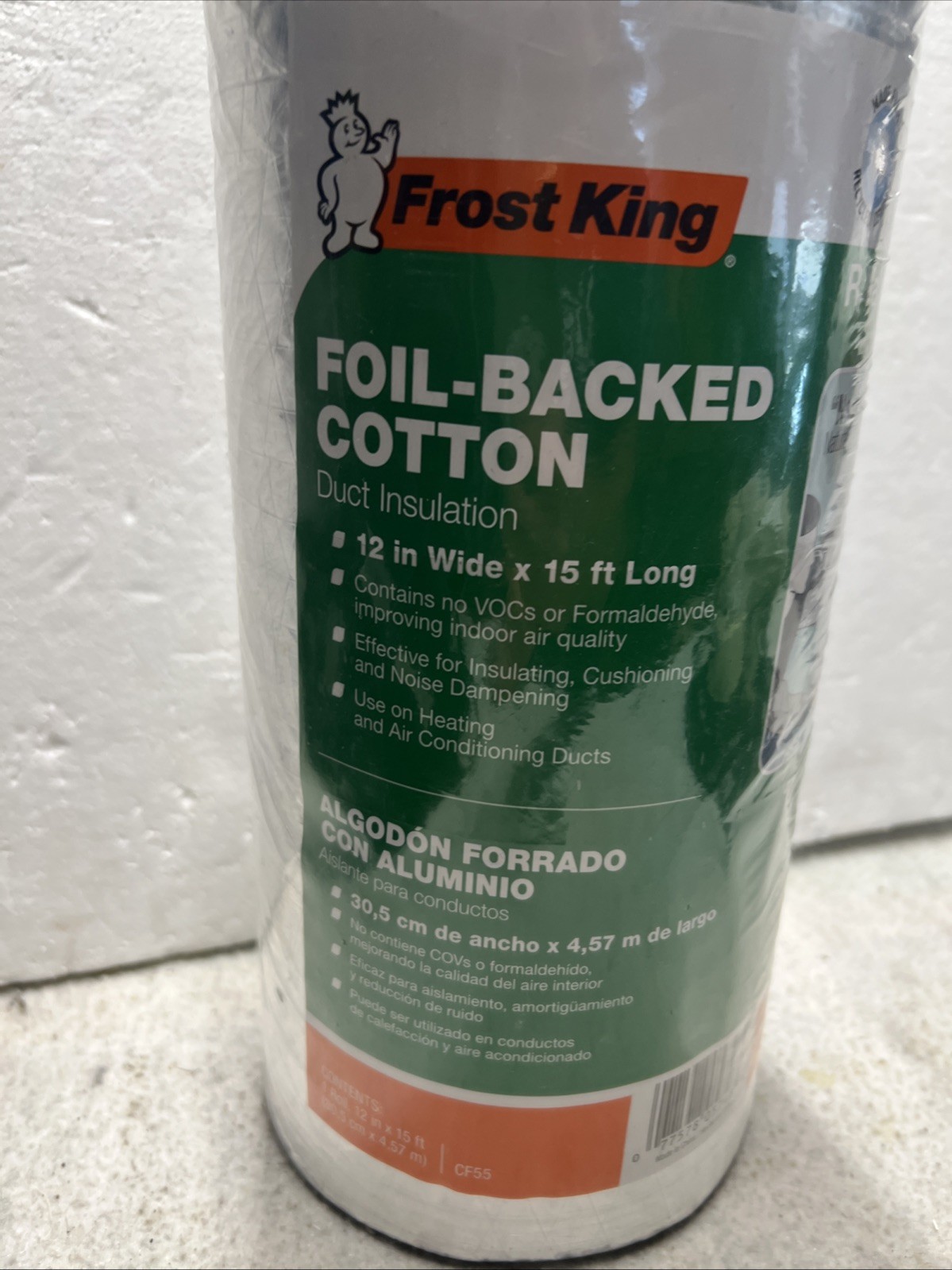 12x1x15 Foil Backed Natural Cotton Duct Wrap – Safe, No Itch Insulation Solution