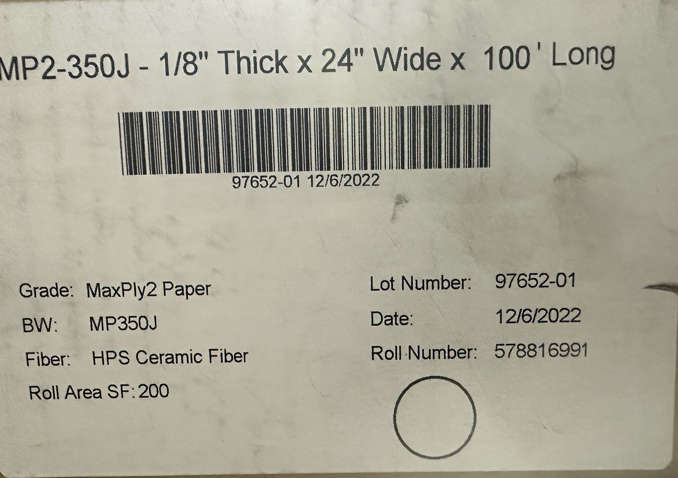 Nutec Maxply2 High Temperature Insulation Papers 1/8″ Thick x 24″ x 100’ Roll