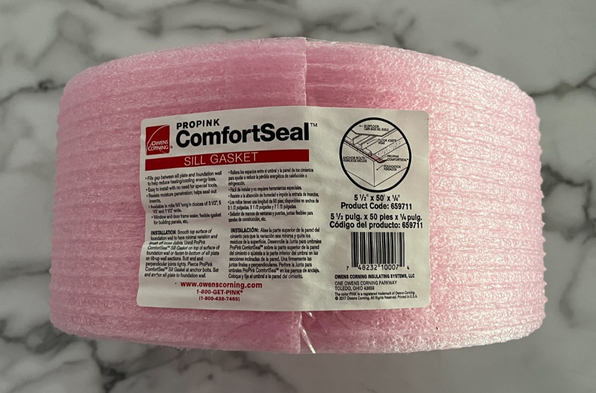 Owens Corning ProPink ComfortSeal Sill Gasket Roll 5.5in x 50ft NEW