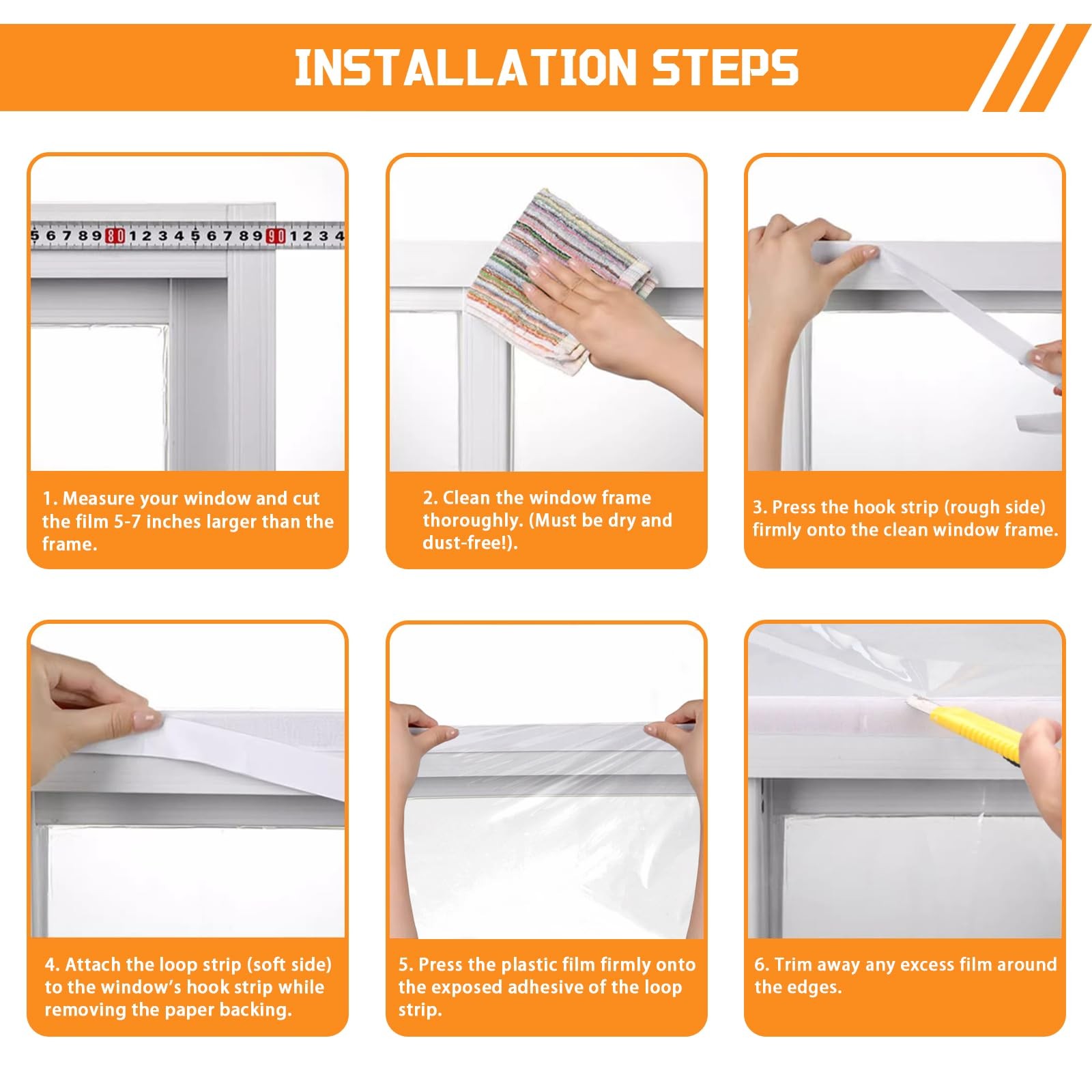 Heavy Duty Window Insulation Kit for Winter – 75 in x 79 in Clear Plastic 180…