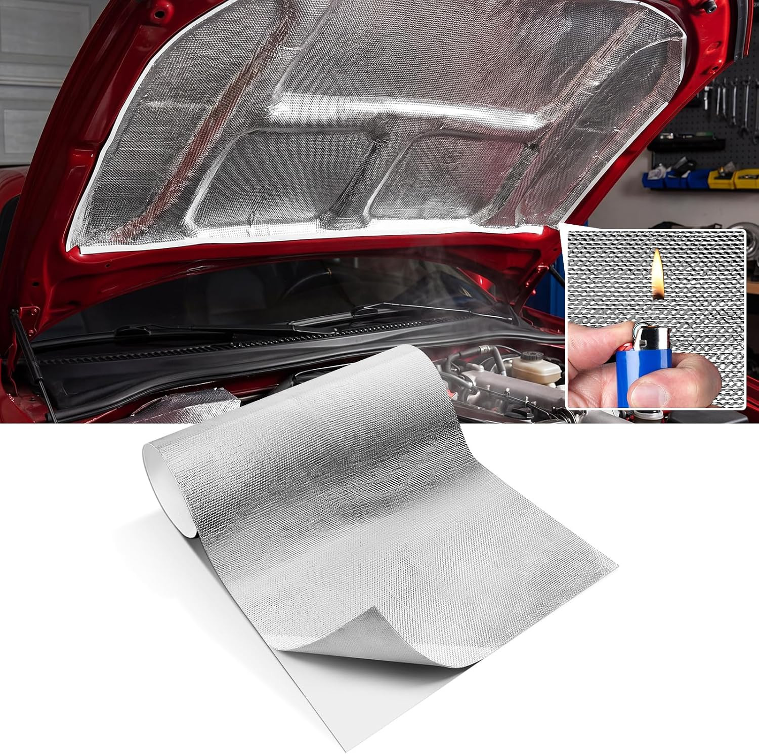 1 Pcs 24” X 48” Aluminized Heat Shield Thermal Barrier Adhesive Backed Heat Bl