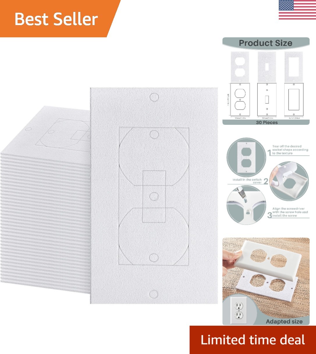 30 Adhesive Foam Insulation Pads for Outlets – Customize Size & Seal Gaps