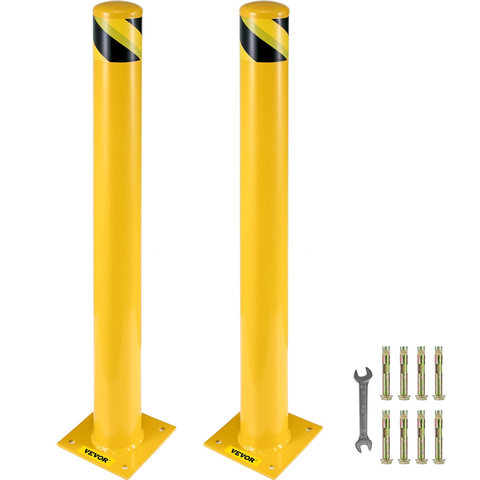 VEVOR Safety Bollard, 48 Inch Height Bollard Post, 4.5 48”Hx4.5”D, Yellow