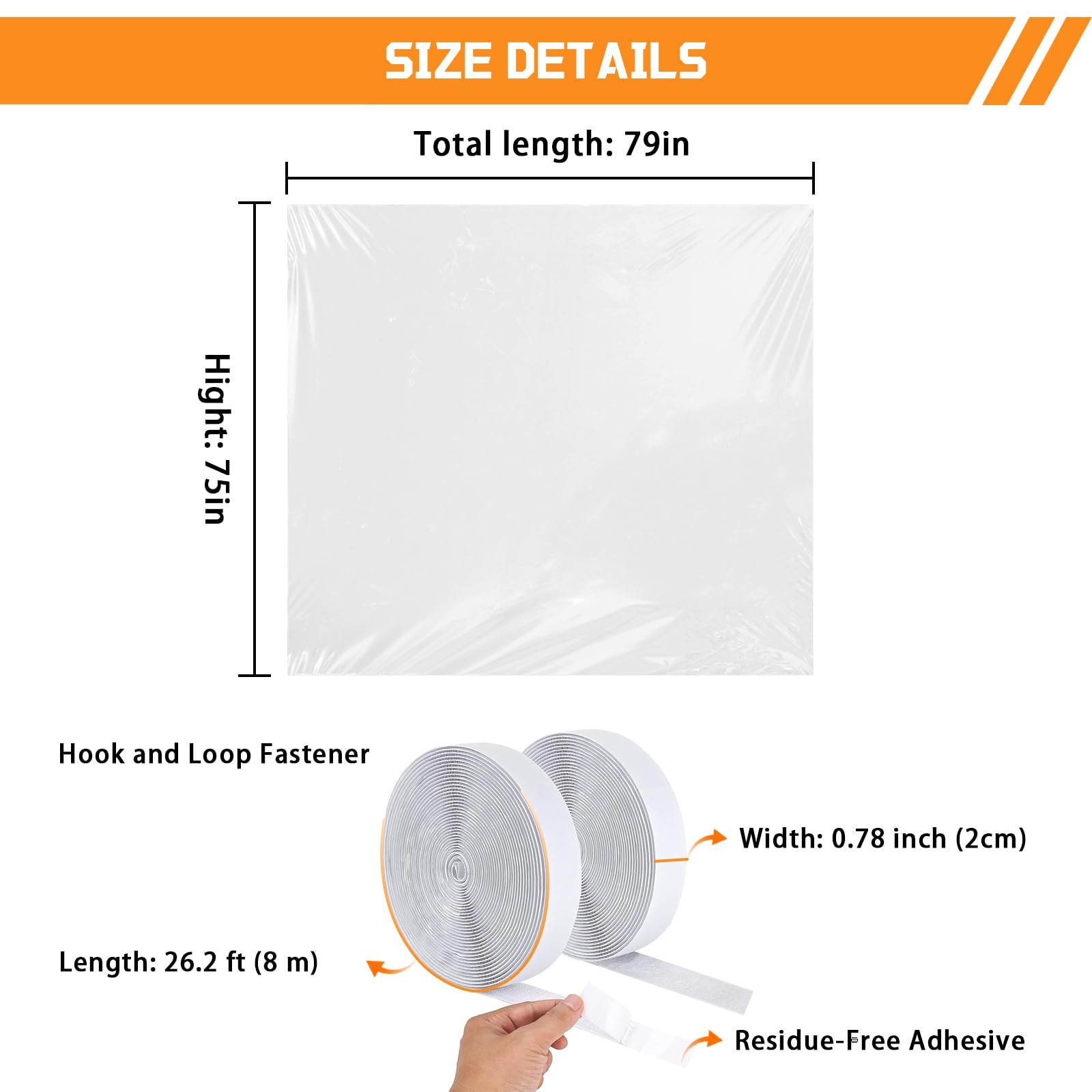 Heavy Duty Window Insulation Kit for Winter – 75 in x 79 in Clear Plastic 180…