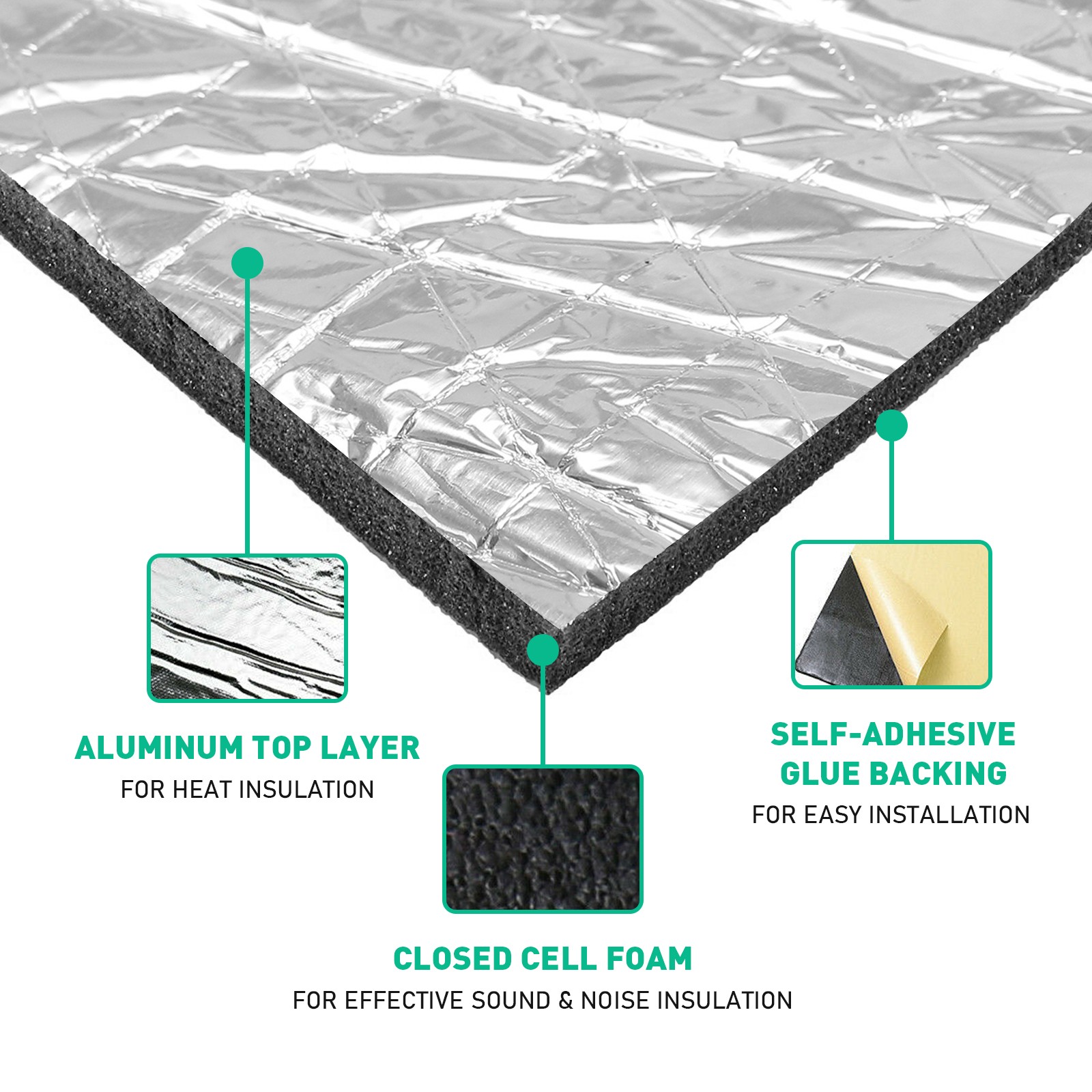 For House 16-36Sqft Foamautohesion Car Sound Deadener Heat Shield Insulation Mat